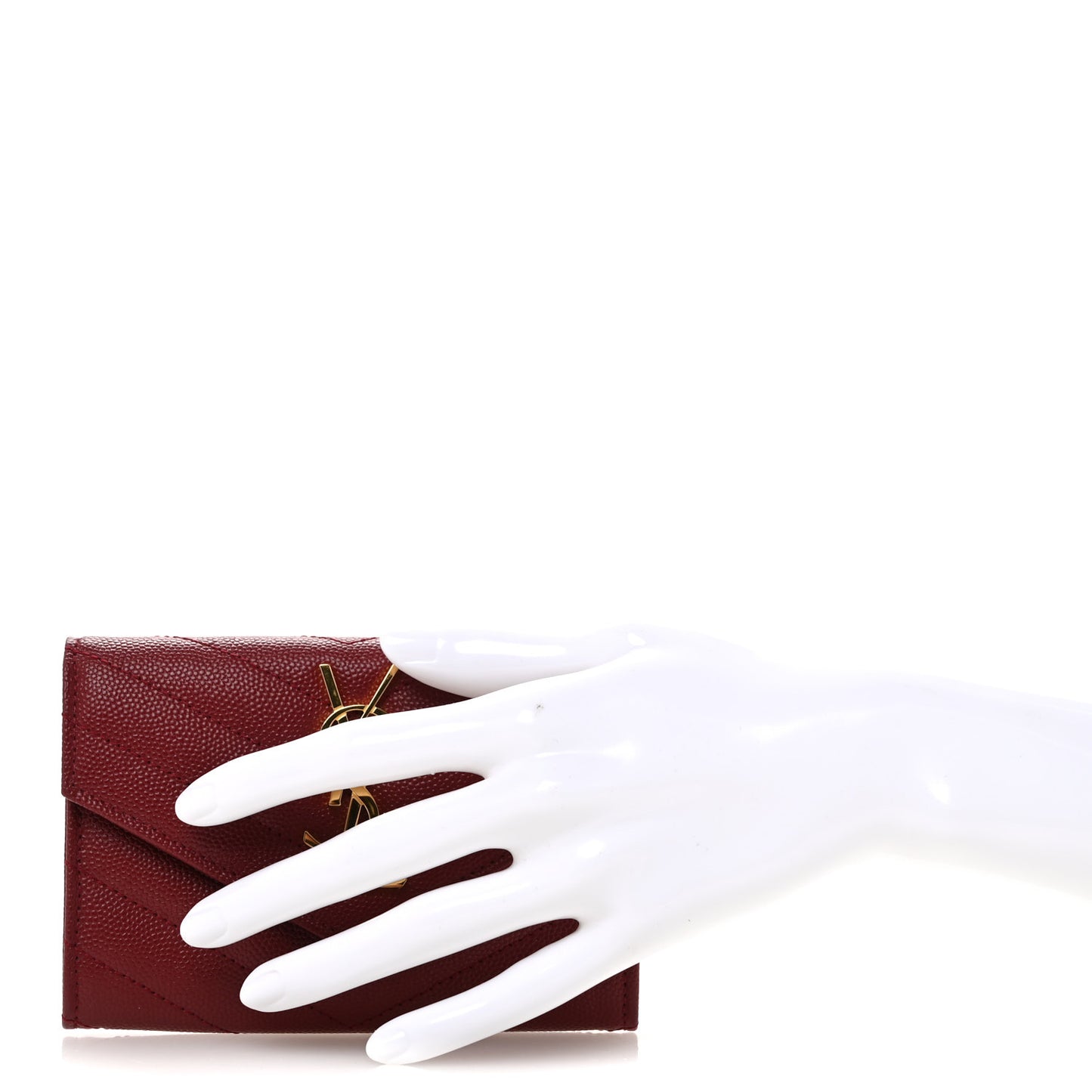 Grain De Poudre Matelasse Chevron Small Monogram Envelope Wallet Opyum Red