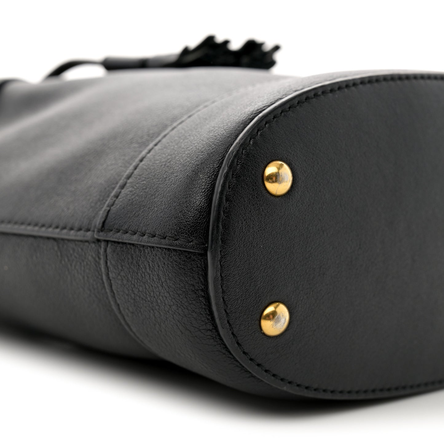 Softy Wonka Textured Dollar Calfskin Mini Diana Bucket Bag Black