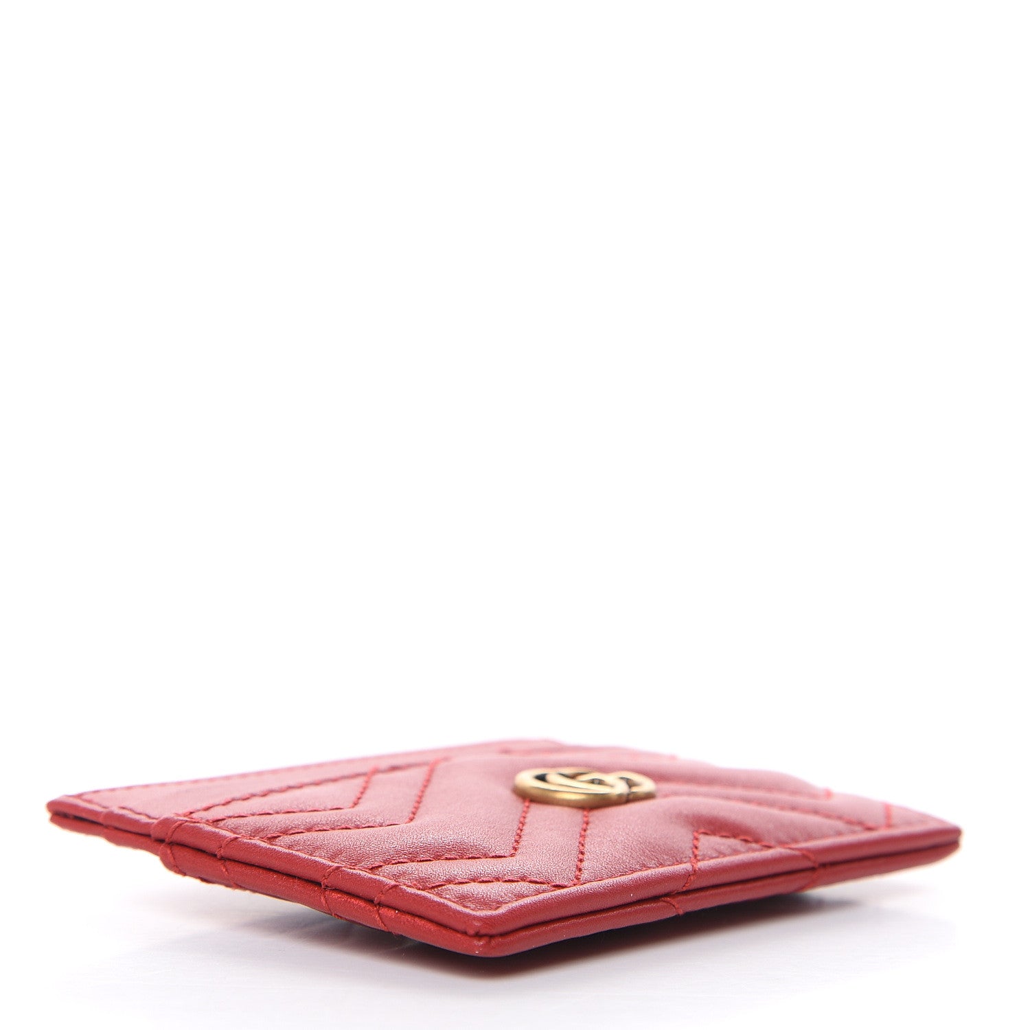 Gucci Calfskin Matelasse GG Marmont Card Holder Hibiscus Red 4 of 7