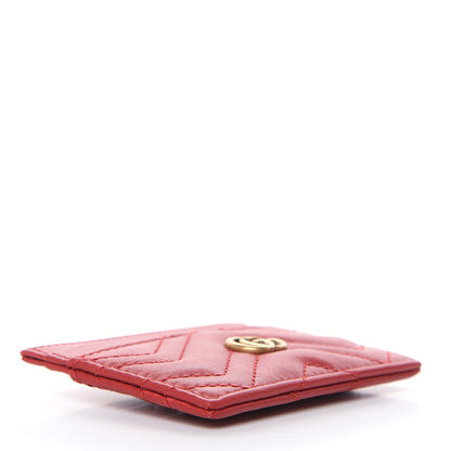 Gucci Calfskin Matelasse GG Marmont Card Holder Hibiscus Red 4 of 7