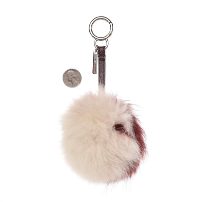 Fendi Fox Fur Pom Pom Bag Charm Bordeaux White 2 of 4