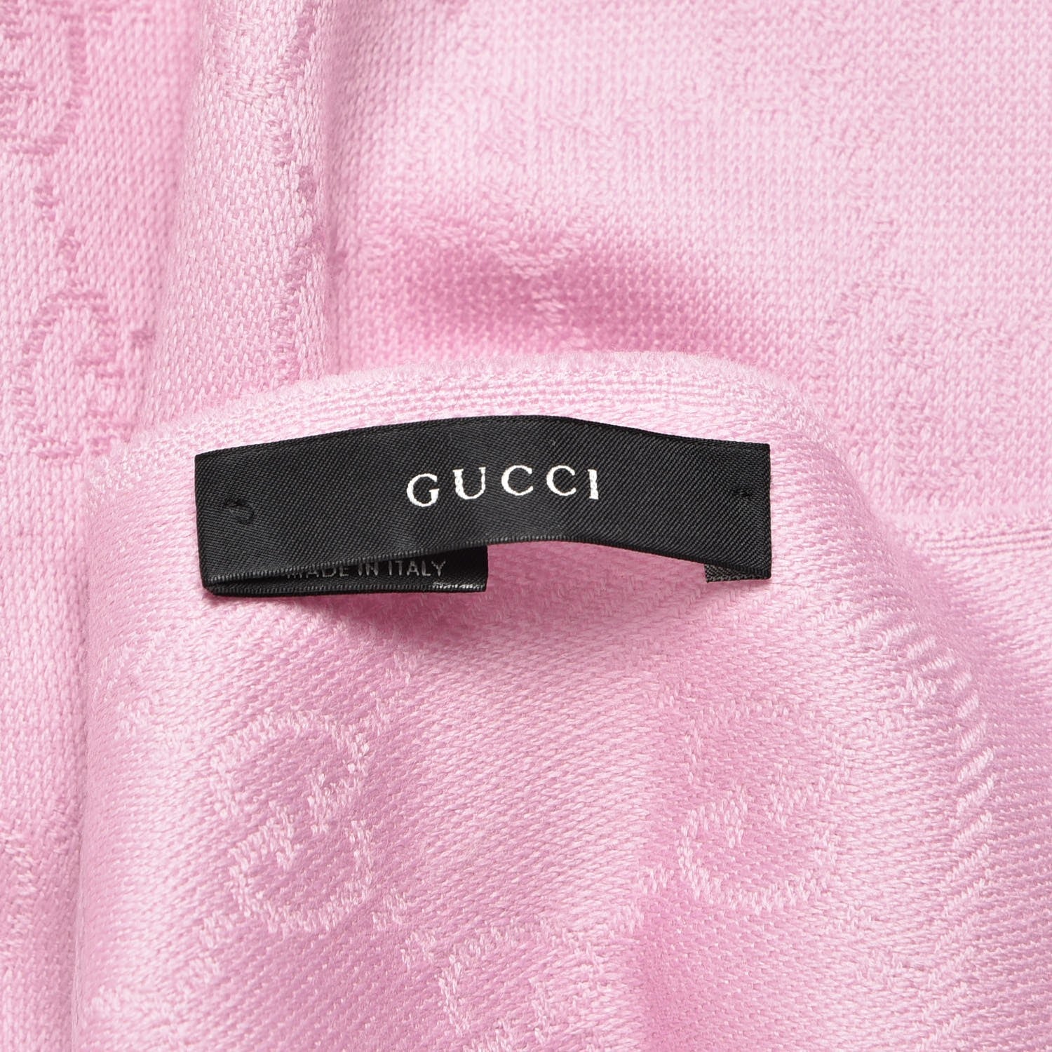 Gucci Wool Silk GG Monogram GGNat Scarf Rose 4 of 4