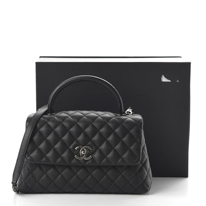 Chanel Caviar Lizard Embossed Quilted Small Coco Handle Flap Black 10 of 10