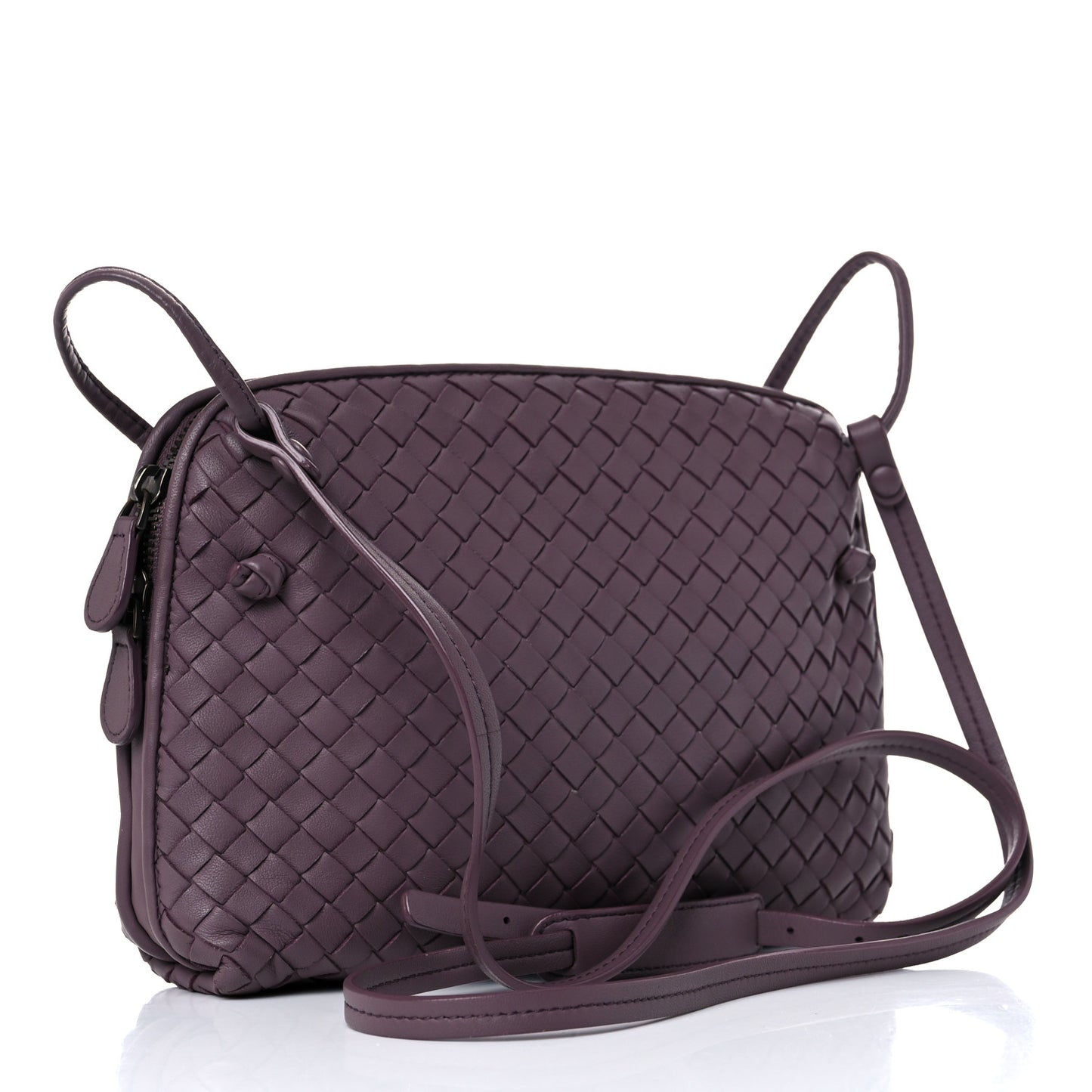Nappa Intrecciato Pillow Crossbody Messenger Dark Purple