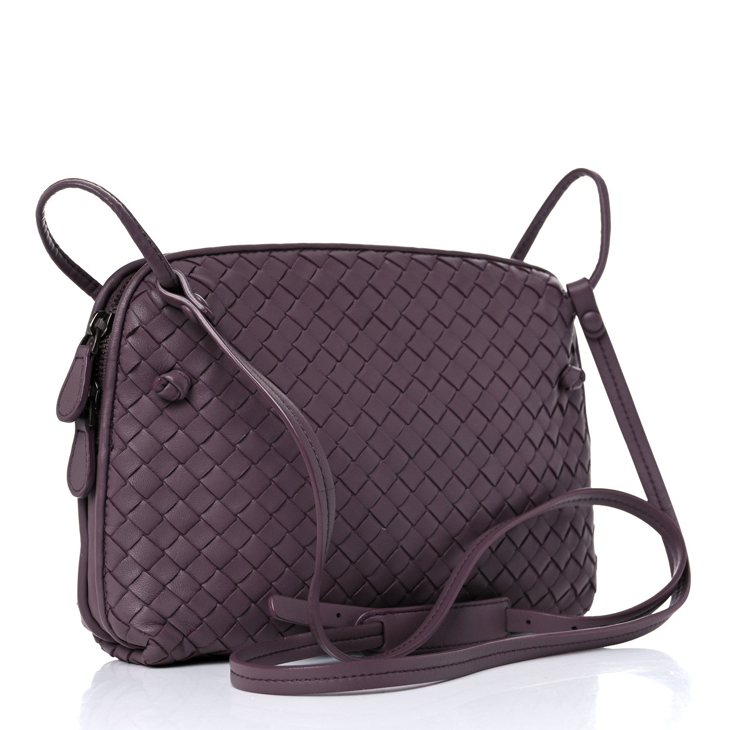 Bottega Veneta Nappa Intrecciato Pillow Crossbody Messenger Dark Purple 3 of 13