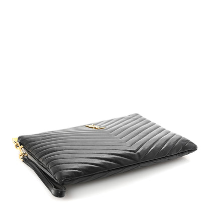 Saint Laurent Calfskin Matelasse Monogram Cassandre Tablet Pouch Black 8 of 12