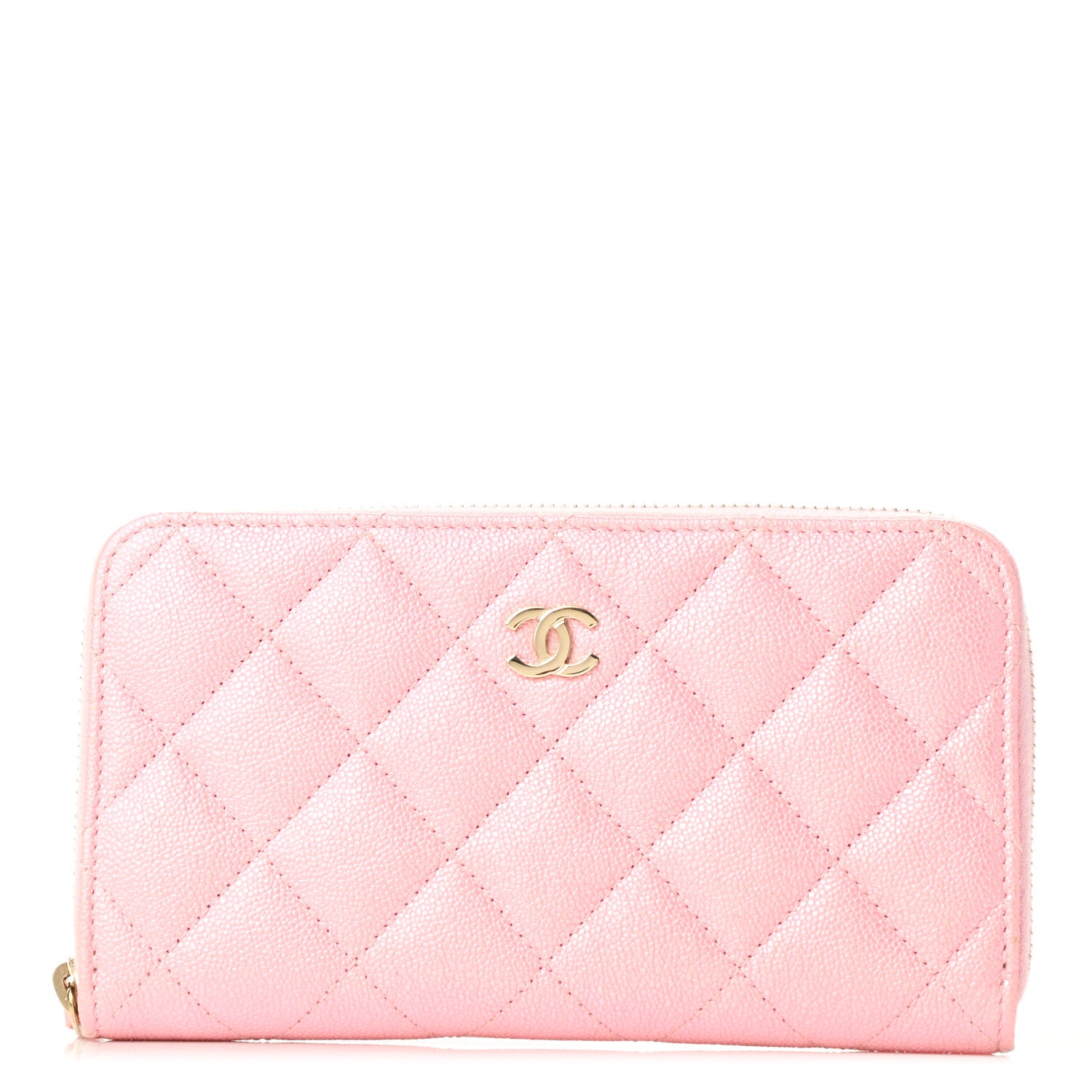Chanel Iridescent Caviar Quilted Medium Zip Around Wallet Pink 1 of 9