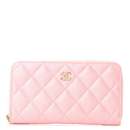 Chanel Iridescent Caviar Quilted Medium Zip Around Wallet Pink 1 of 9