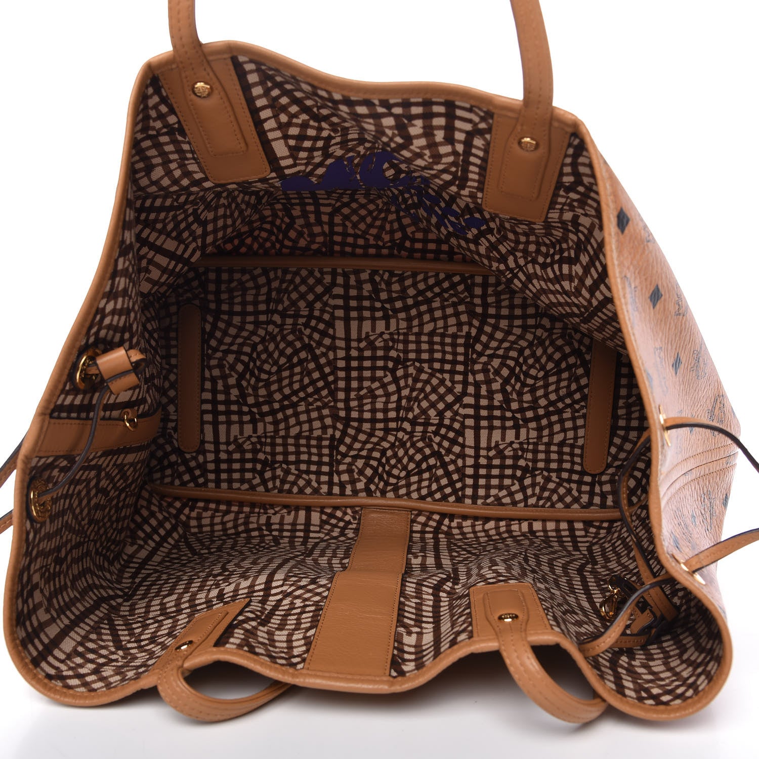 MCM Visetos Large Liz Reversible Shopper Tote Cognac 6 of 10