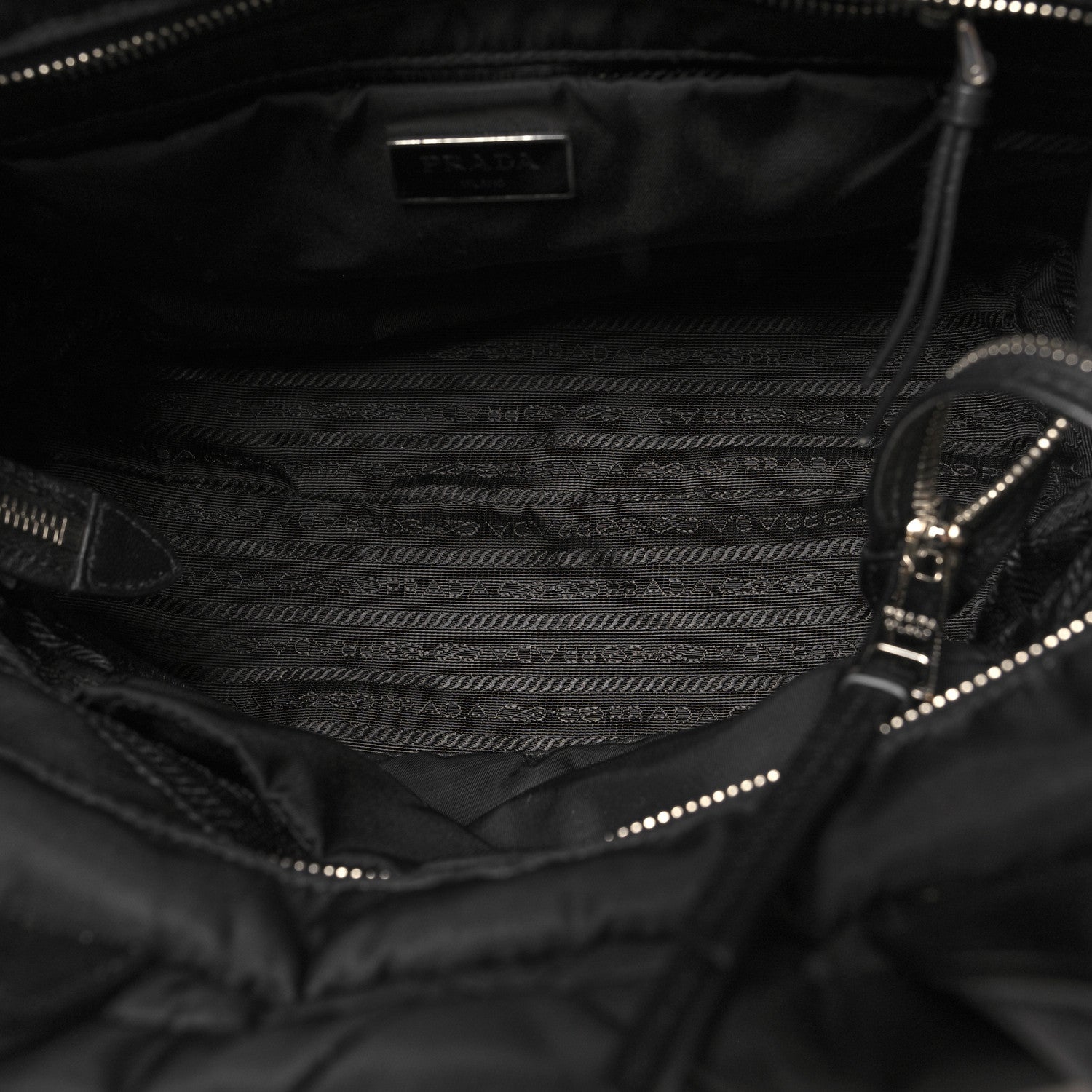 Prada Re-Nylon Nappa Triangle Quilted Padded Small Double Handled Zip Tote Black 5 of 9