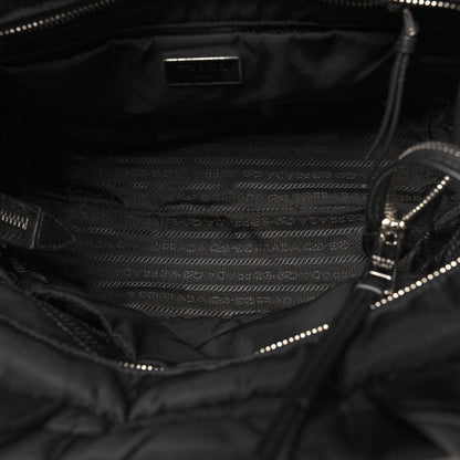 Prada Re-Nylon Nappa Triangle Quilted Padded Small Double Handled Zip Tote Black 5 of 9