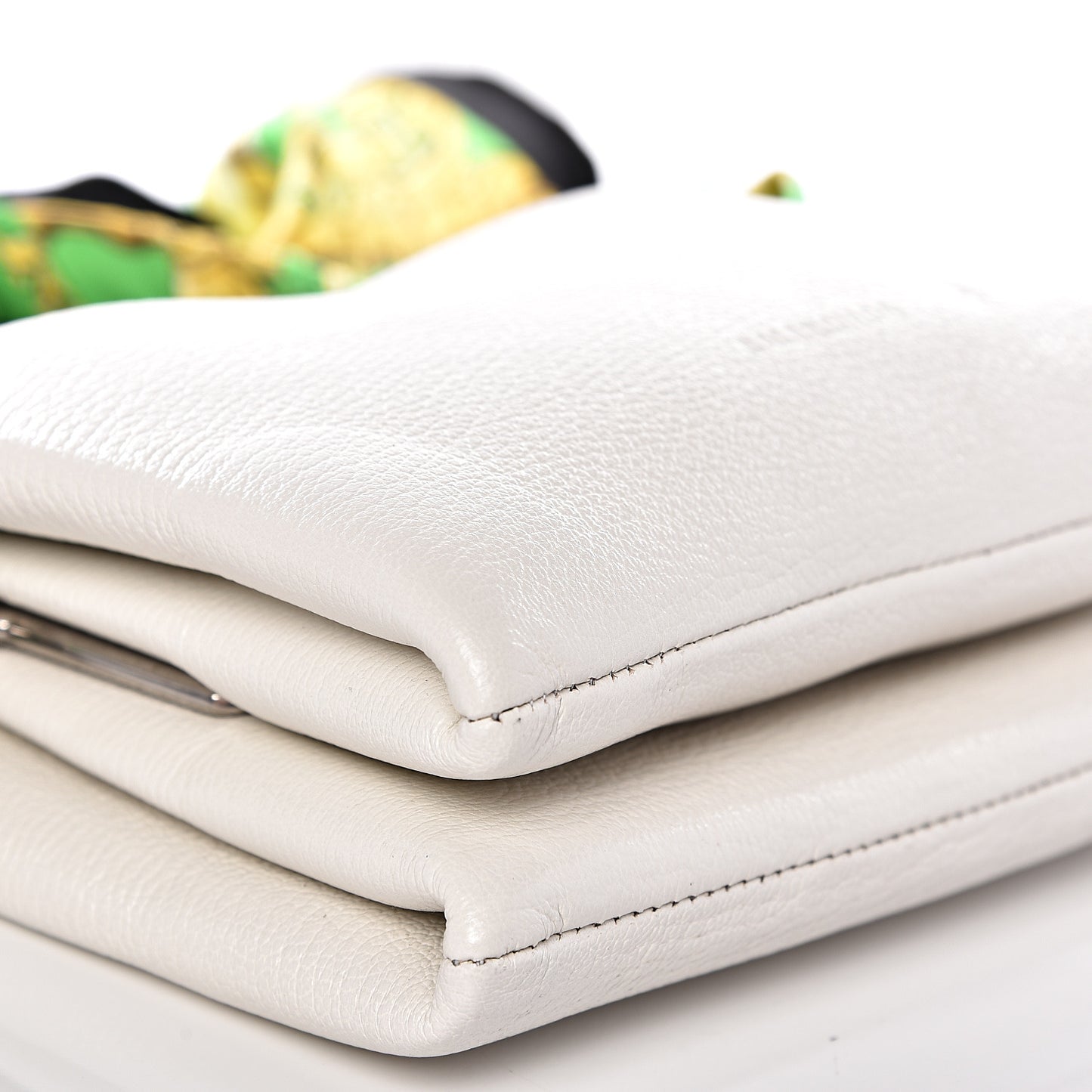 Goatskin XS Flap Scarf Top Handle Bag White