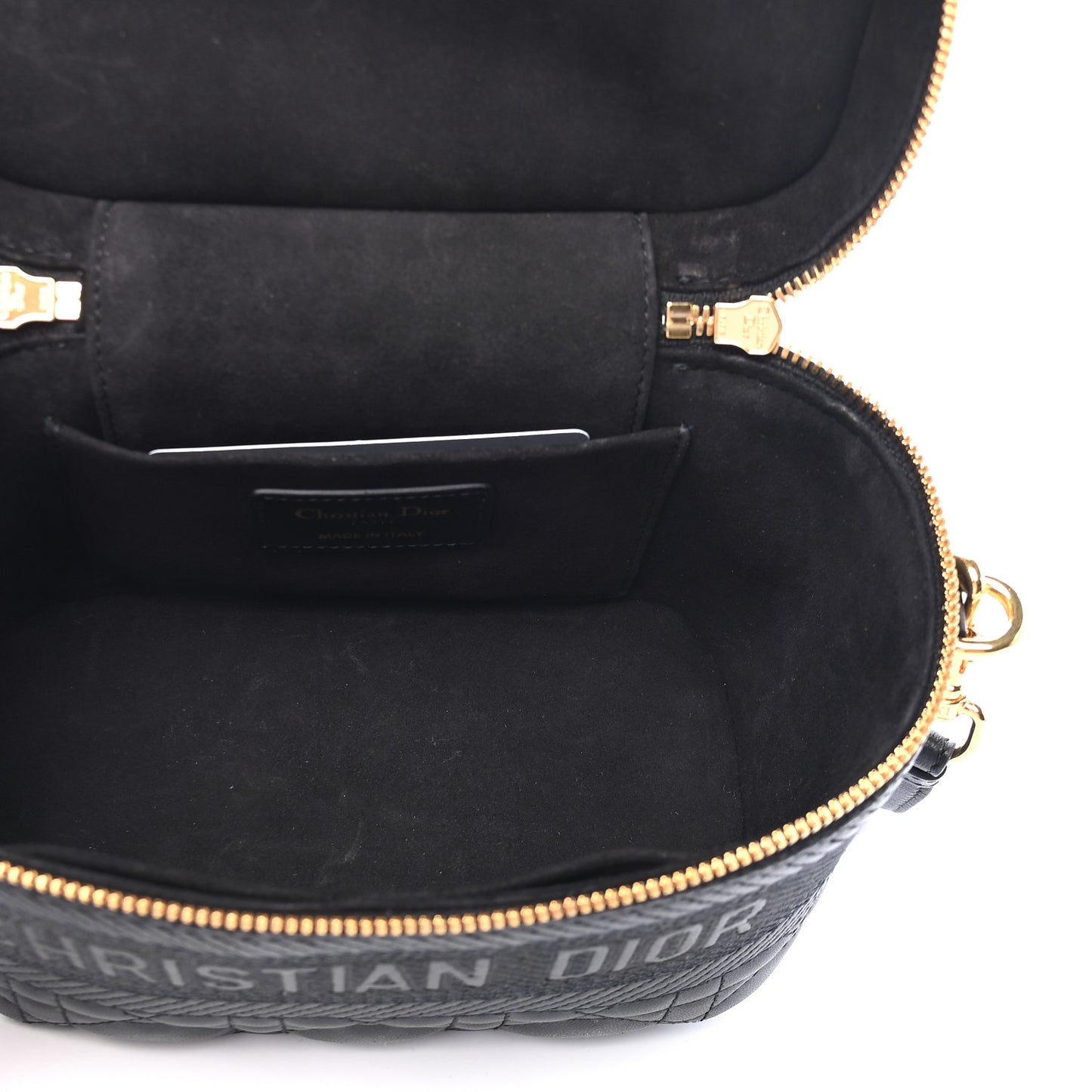Lambskin Cannage Small Diortravel Vanity Case Black