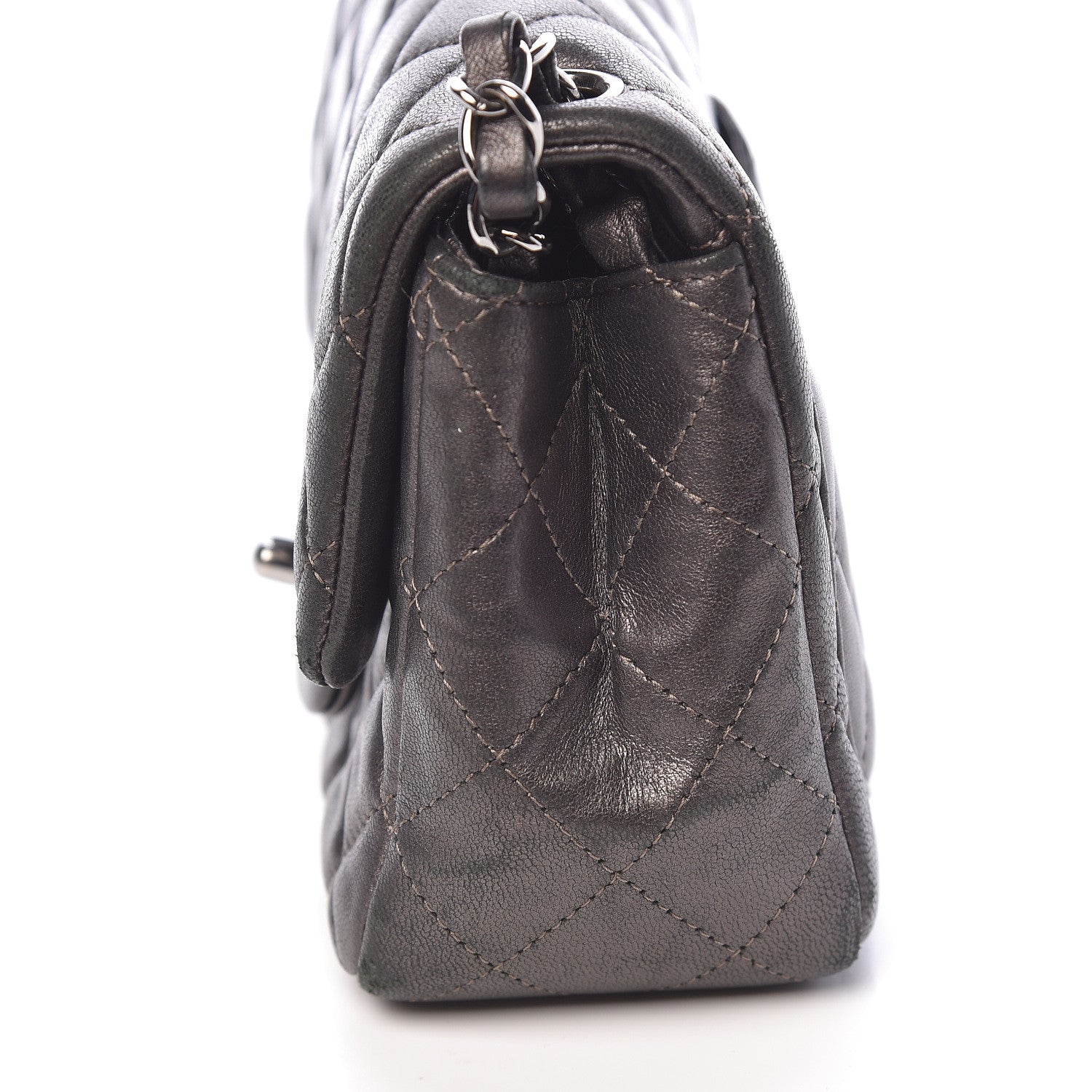 Chanel Metallic Lambskin Quilted Mini Square Flap Grey 12 of 19