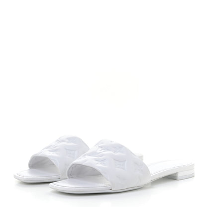 Louis Vuitton Lambskin Embossed Monogram Revival Flat Mules 40 White 1 of 21
