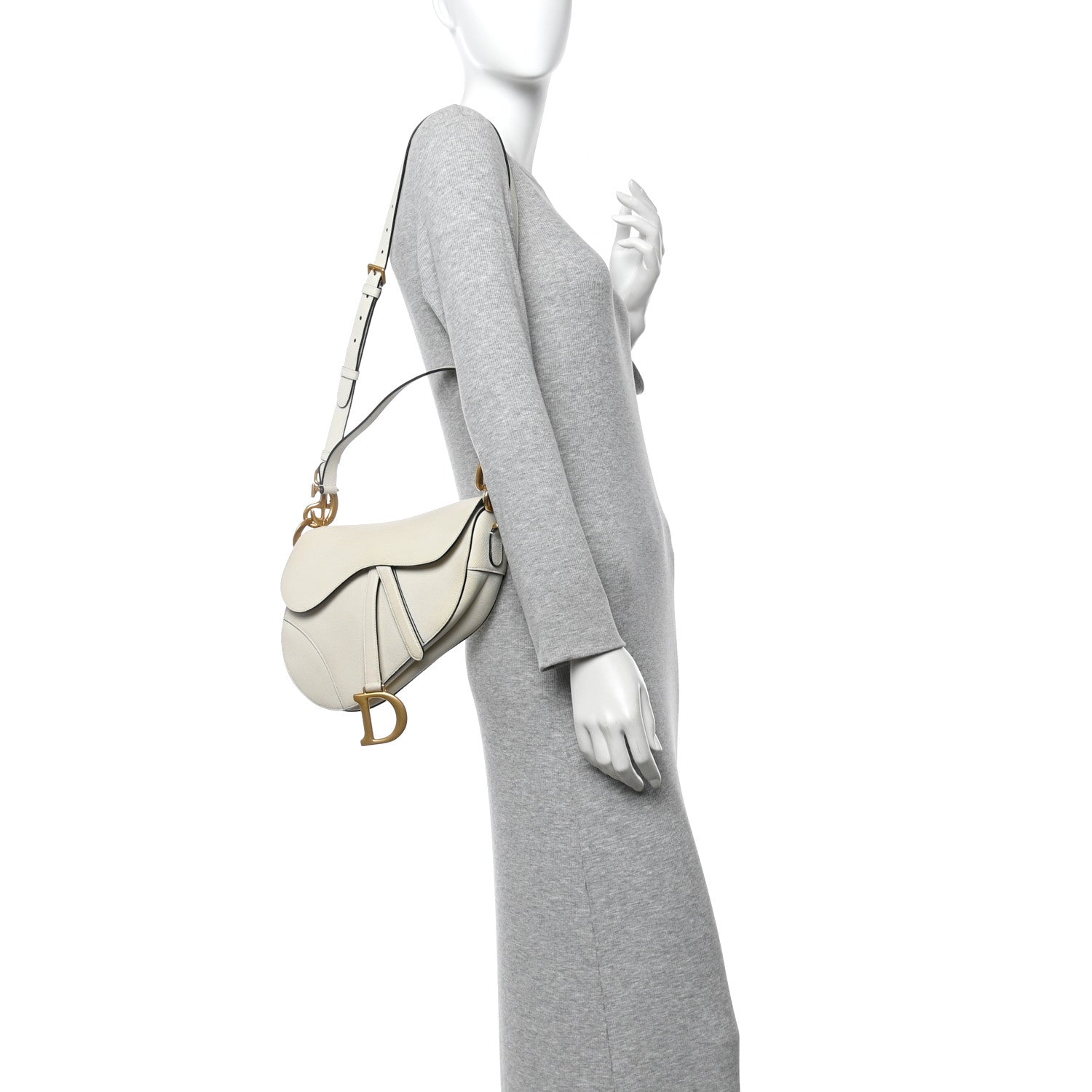 Christian Dior Grained Calfskin Saddle Bag With Strap Latte 2 of 11