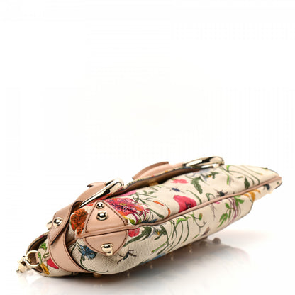 Gucci Canvas Flora Floral Horsebit Chain Clutch 3 of 15
