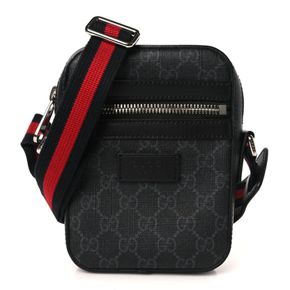 Gucci GG Supreme Monogram Appia Calfskin Web Small Camera Messenger Bag Black Grey 1 of 10