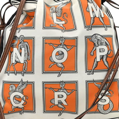 Burberry Satin Mythical Alphabet Drawstring Pouch Orange Black White 7 of 9