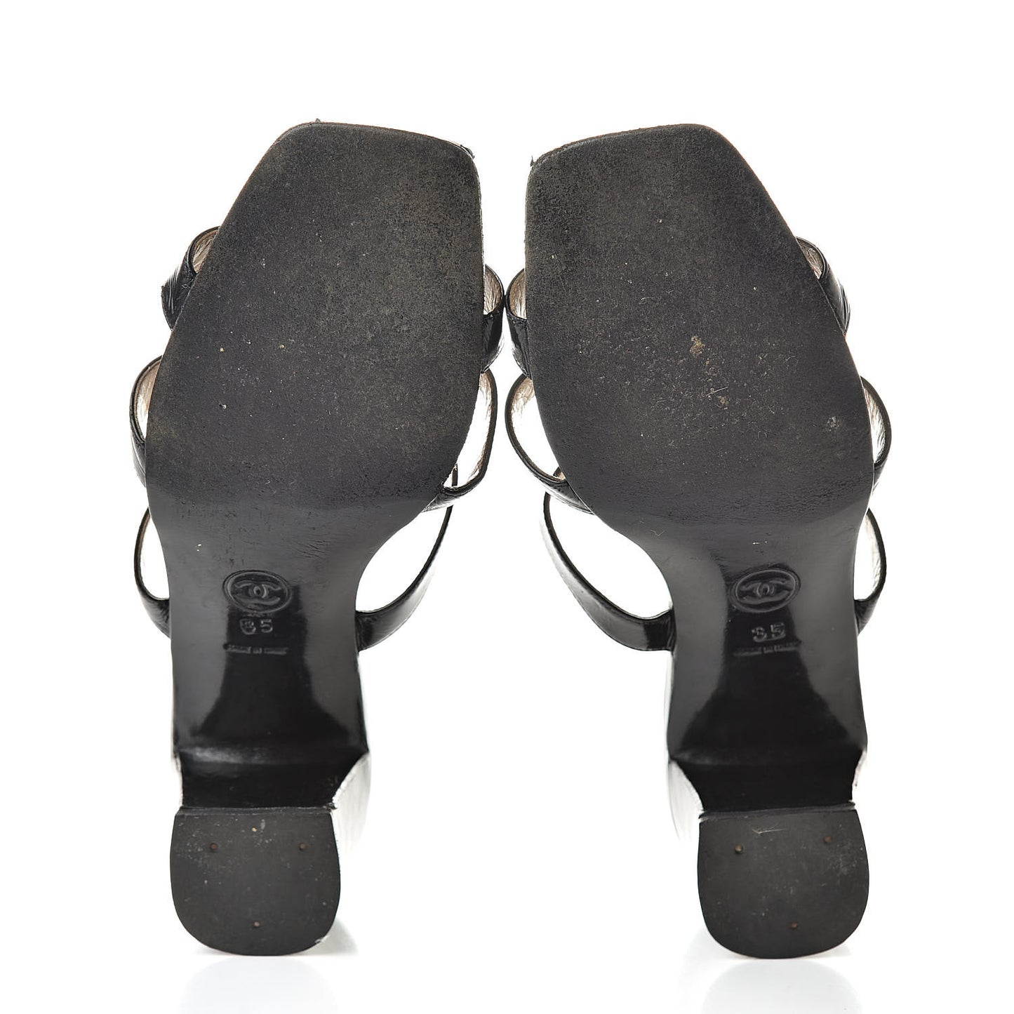 Patent CC Strappy Sandals 35 Black Beige
