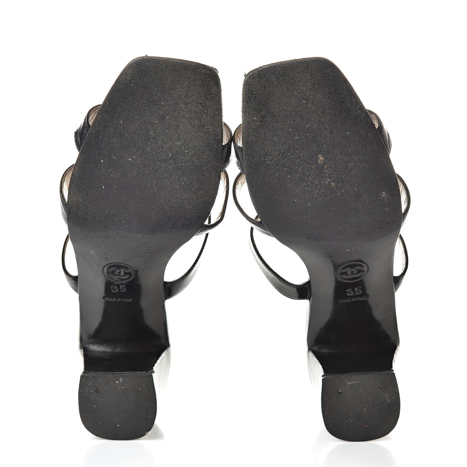 Chanel Patent CC Strappy Sandals 35 Black Beige 7 of 20