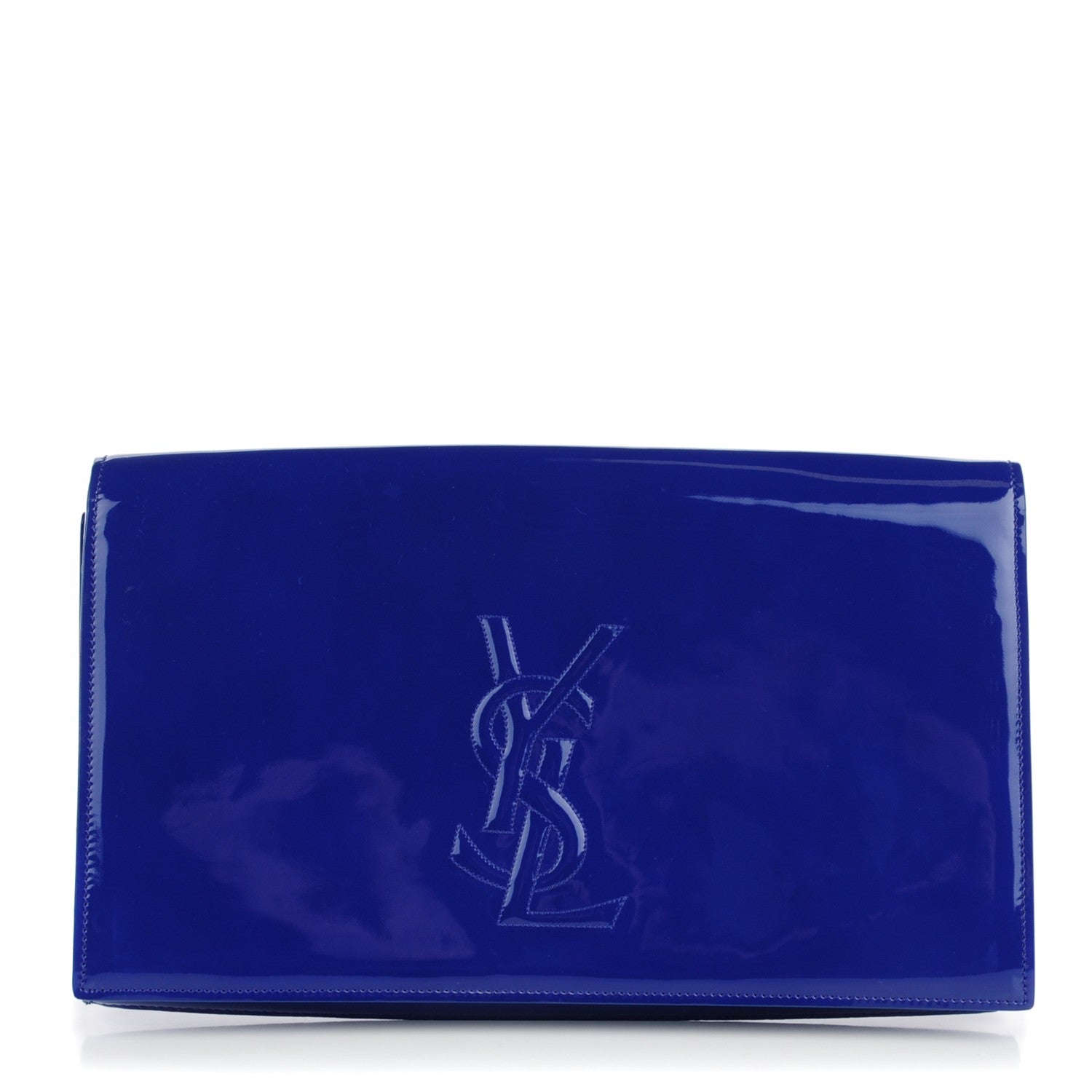 Saint Laurent Patent Large Belle De Jour Clutch Royal Blue 1 of 7