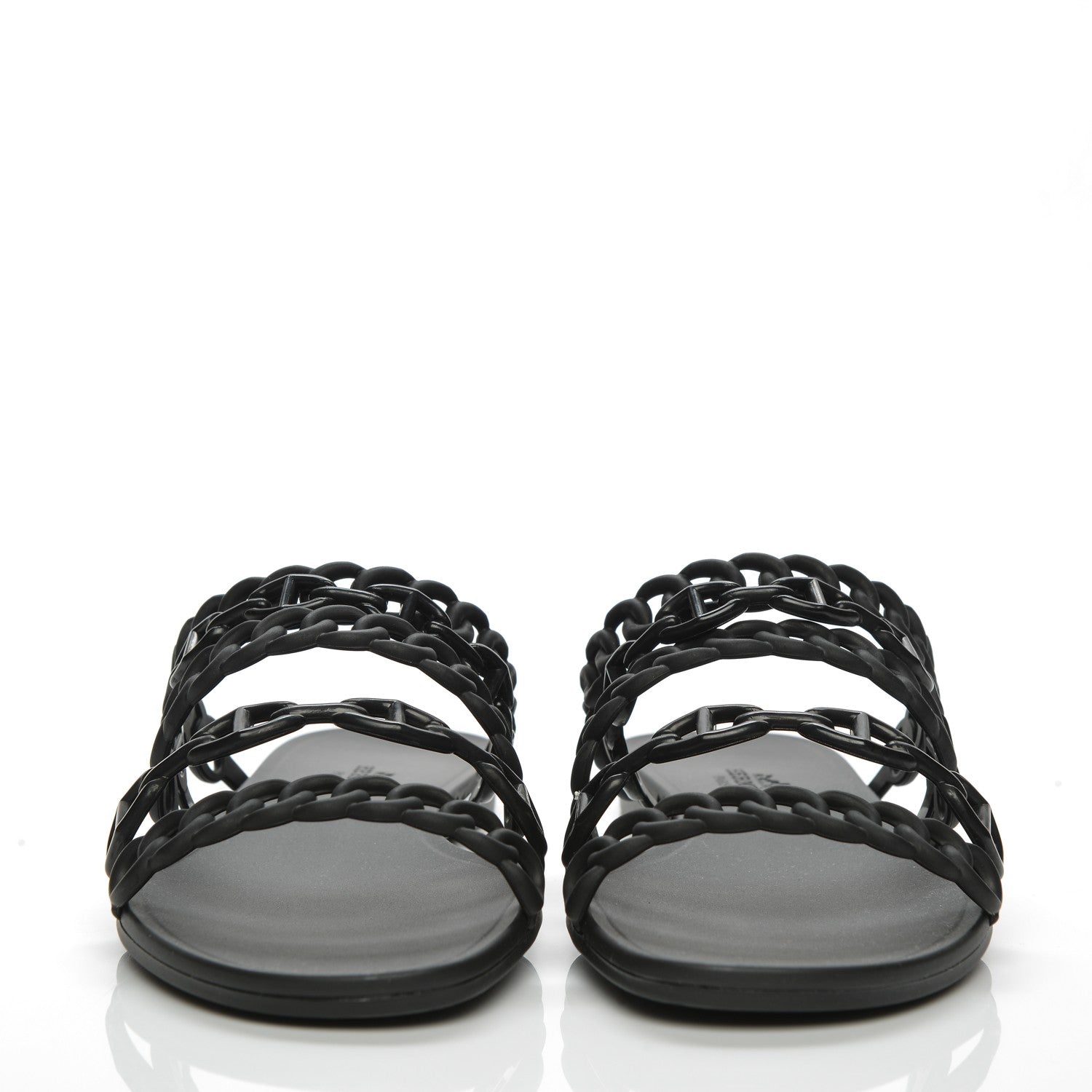 Hermes Rubber Chaine d'Ancre Nude Sandals 39 Black 2 of 7