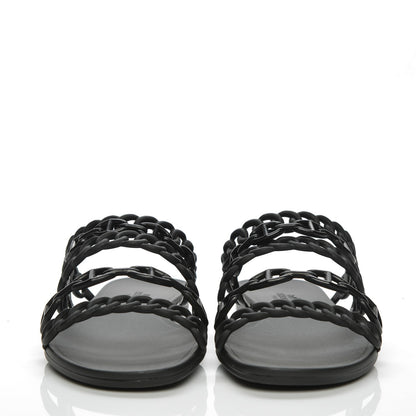 Hermes Rubber Chaine d'Ancre Nude Sandals 39 Black 2 of 7