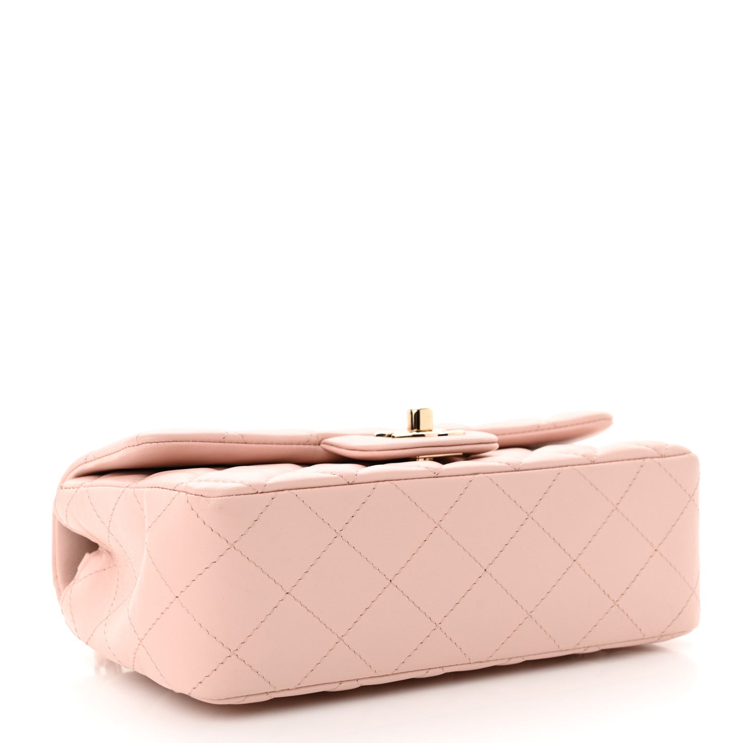 Lambskin Quilted Mini Rectangular Flap Light Pink