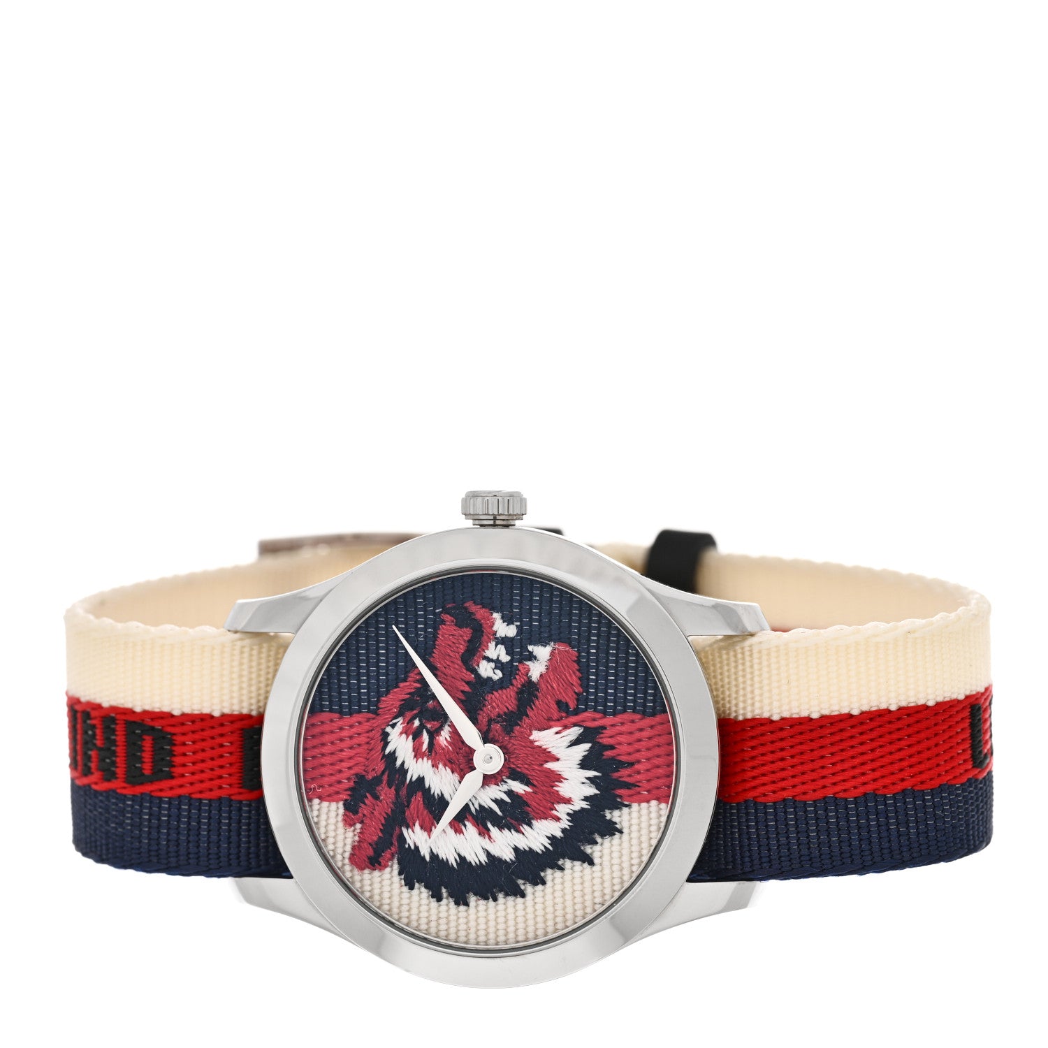 Gucci Stainless Steel Nylon 38mm Le Marche Des Merveilles Wolf Quartz Watch Navy 2 of 5