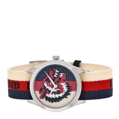 Gucci Stainless Steel Nylon 38mm Le Marche Des Merveilles Wolf Quartz Watch Navy 2 of 5