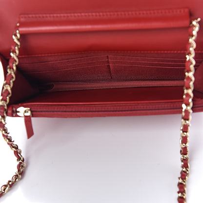 Chanel Calfskin Chevron Quilted Boy Wallet On Chain WOC Red 5 of 11