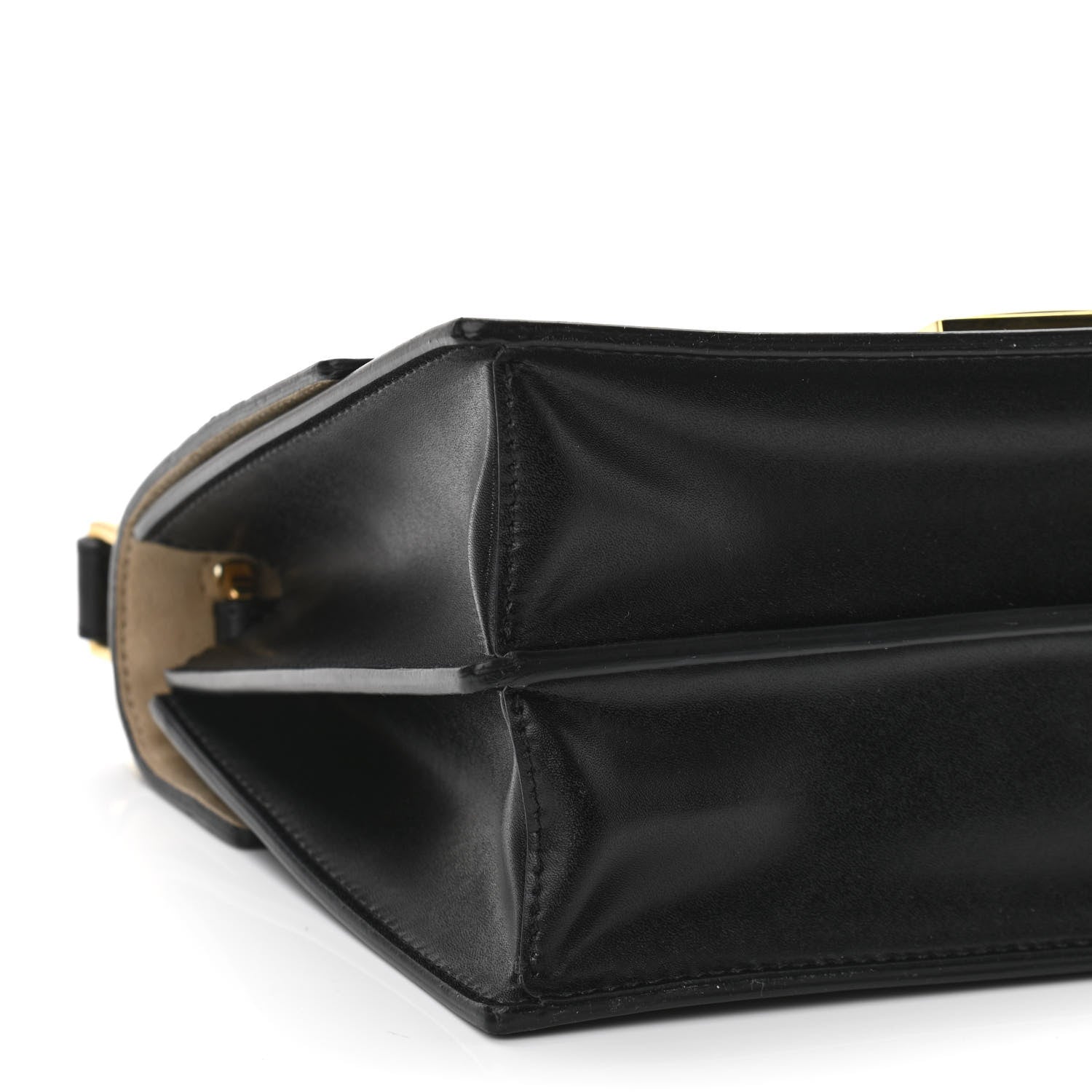 Fendi Vitello Liberty Bi-Color FF 1974 Embossed Chain Strap Kan U Shoulder Bag Black Maya 9 of 10