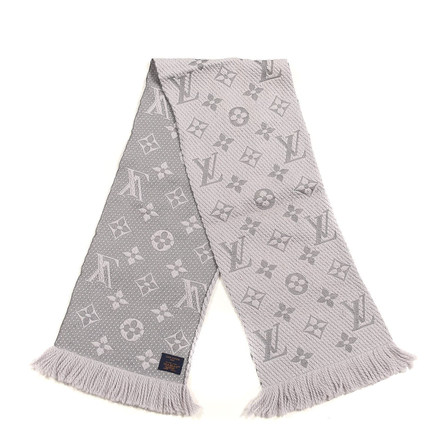 Louis Vuitton Wool Silk Logomania Scarf Pearl Grey 2 of 3