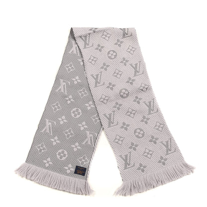 Louis Vuitton Wool Silk Logomania Scarf Pearl Grey 2 of 3