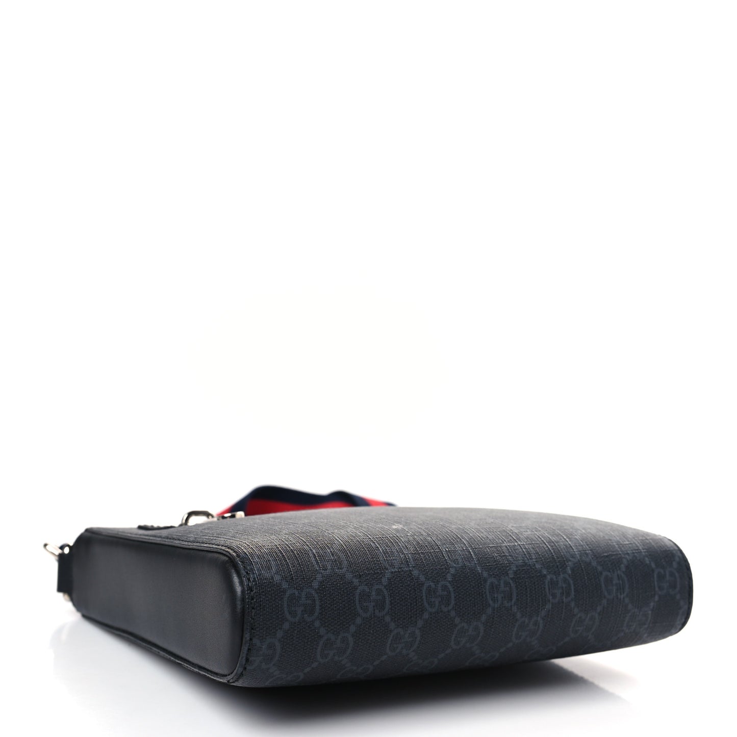 GG Supreme Monogram Web Small Flat Messenger Bag Black Grey