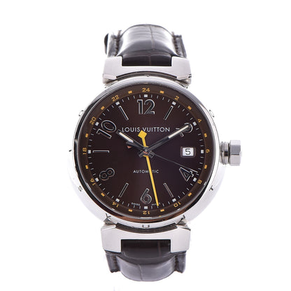 Louis Vuitton Stainless Steel Alligator 39mm Tambour GMT Automatic Watch Brown 1 of 8