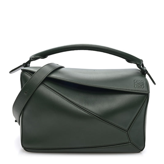 Satin Calfskin Monochrome Medium Puzzle Bag Vintage Khaki
