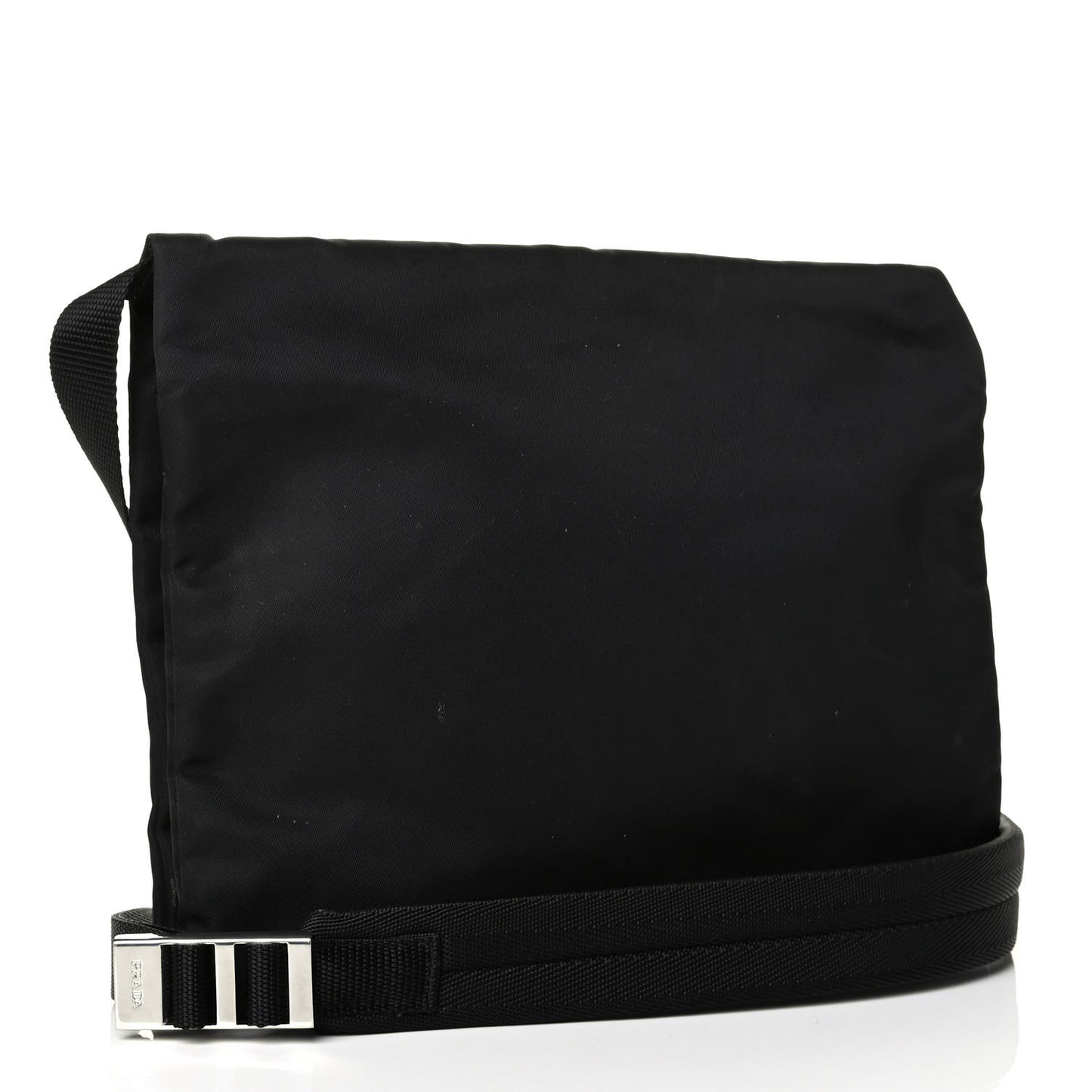 Nylon Flat Messenger Bag Black