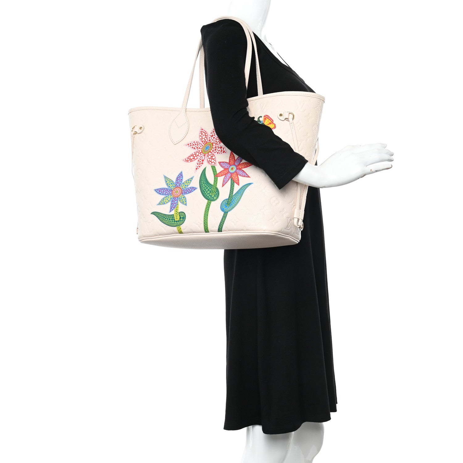 Louis Vuitton LV X YK Empreinte Inlaid Kusama Flowers Neverfull MM Quartz 2 of 9