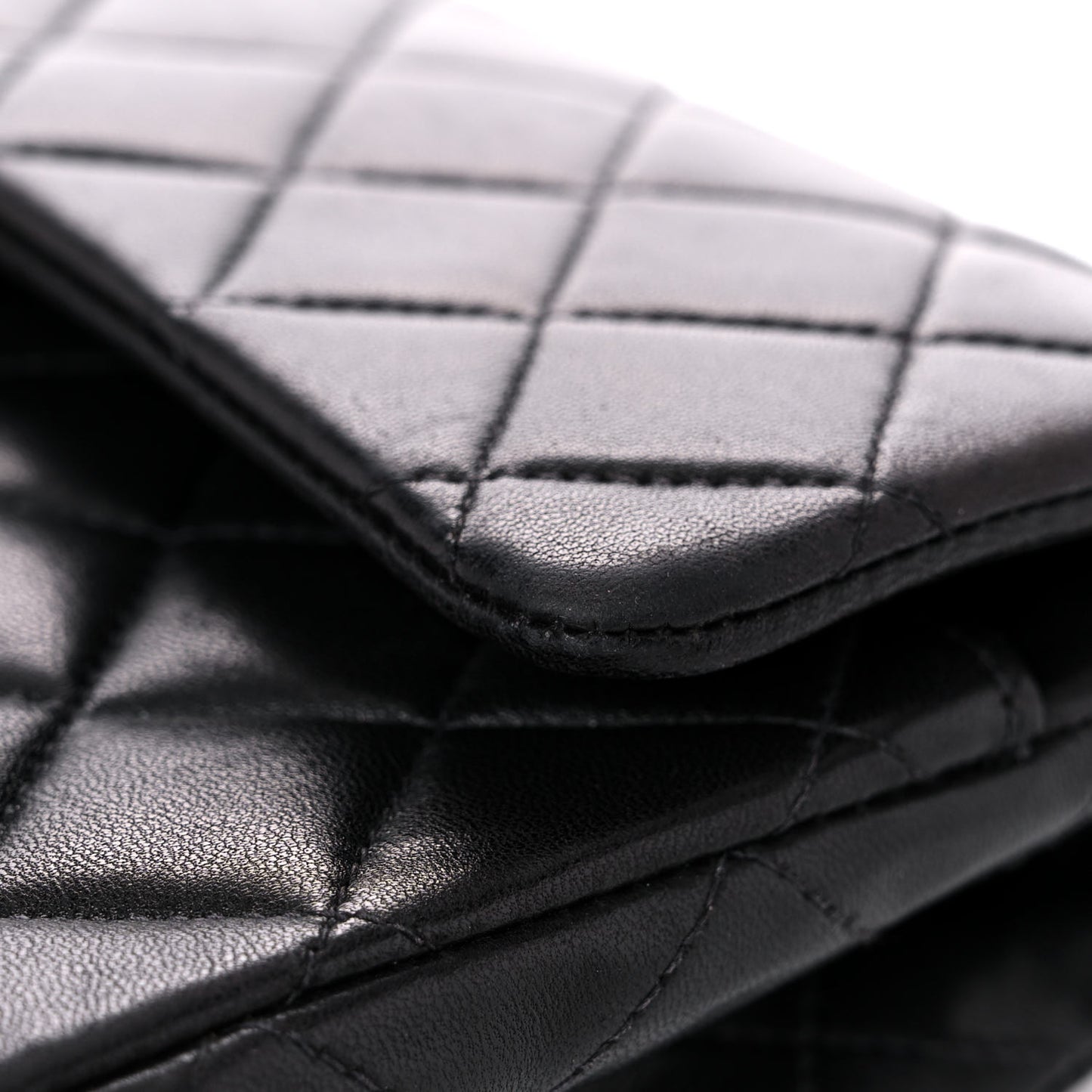 Lambskin Quilted Medium Double Flap Black