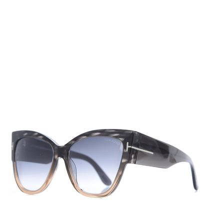 Tom Ford Acetate Anoushka Cat Eye Sunglasses TF371 Melange Grey Peach 1 of 8