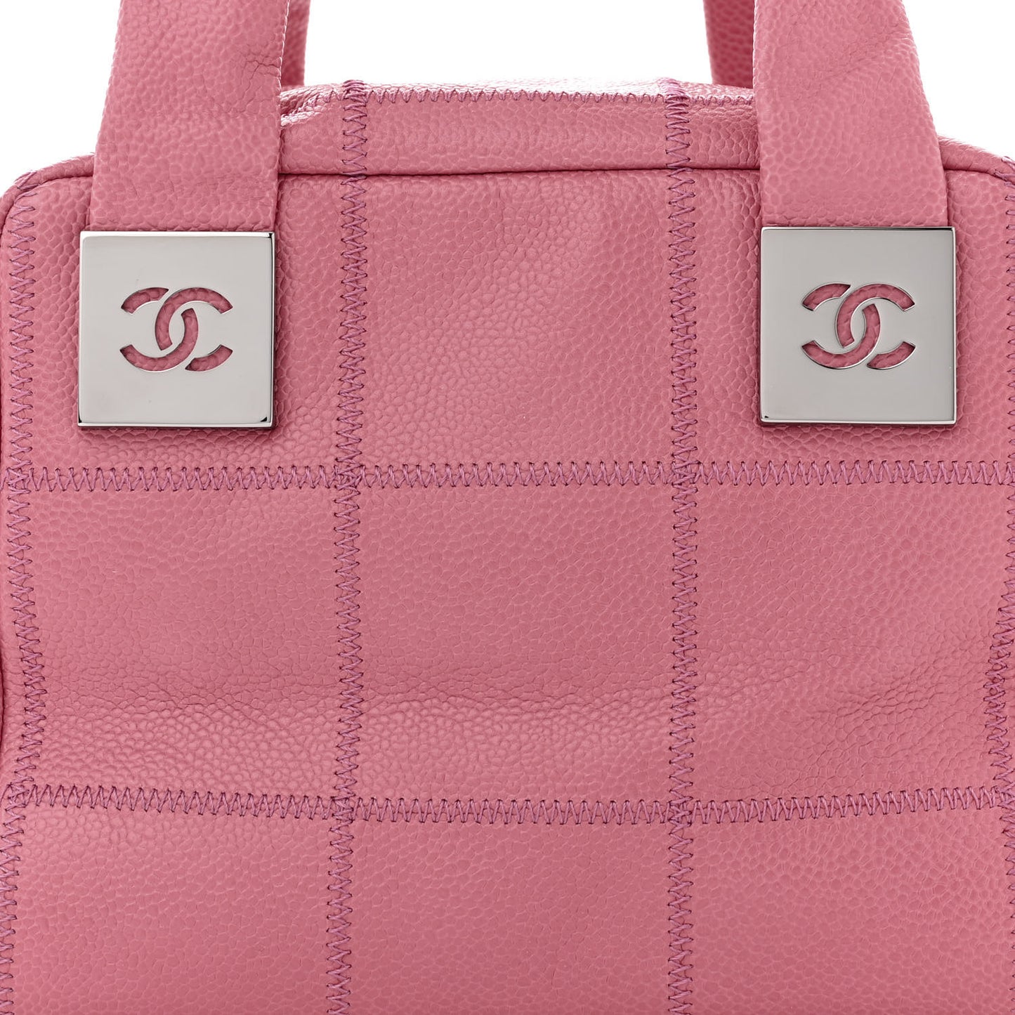 Caviar Square Stitched Bowler Pink