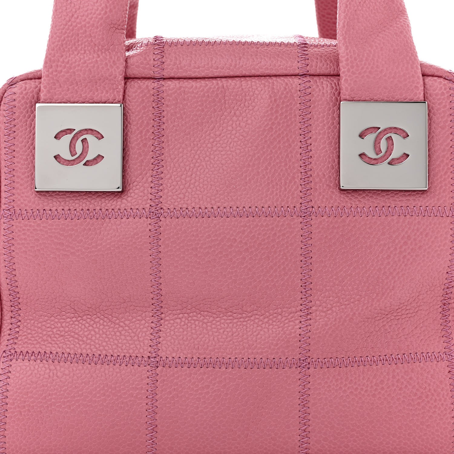 Chanel Caviar Square Stitched Bowler Pink 8 of 10