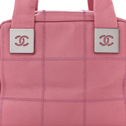 Chanel Caviar Square Stitched Bowler Pink 8 of 10