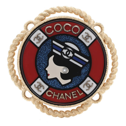 Chanel Resin Crystal Pearl CC Pin Brooch Gold 1 of 5