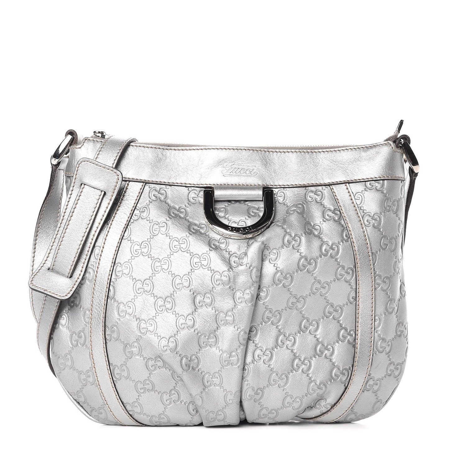 Guccissima Small D Ring Messenger Silver