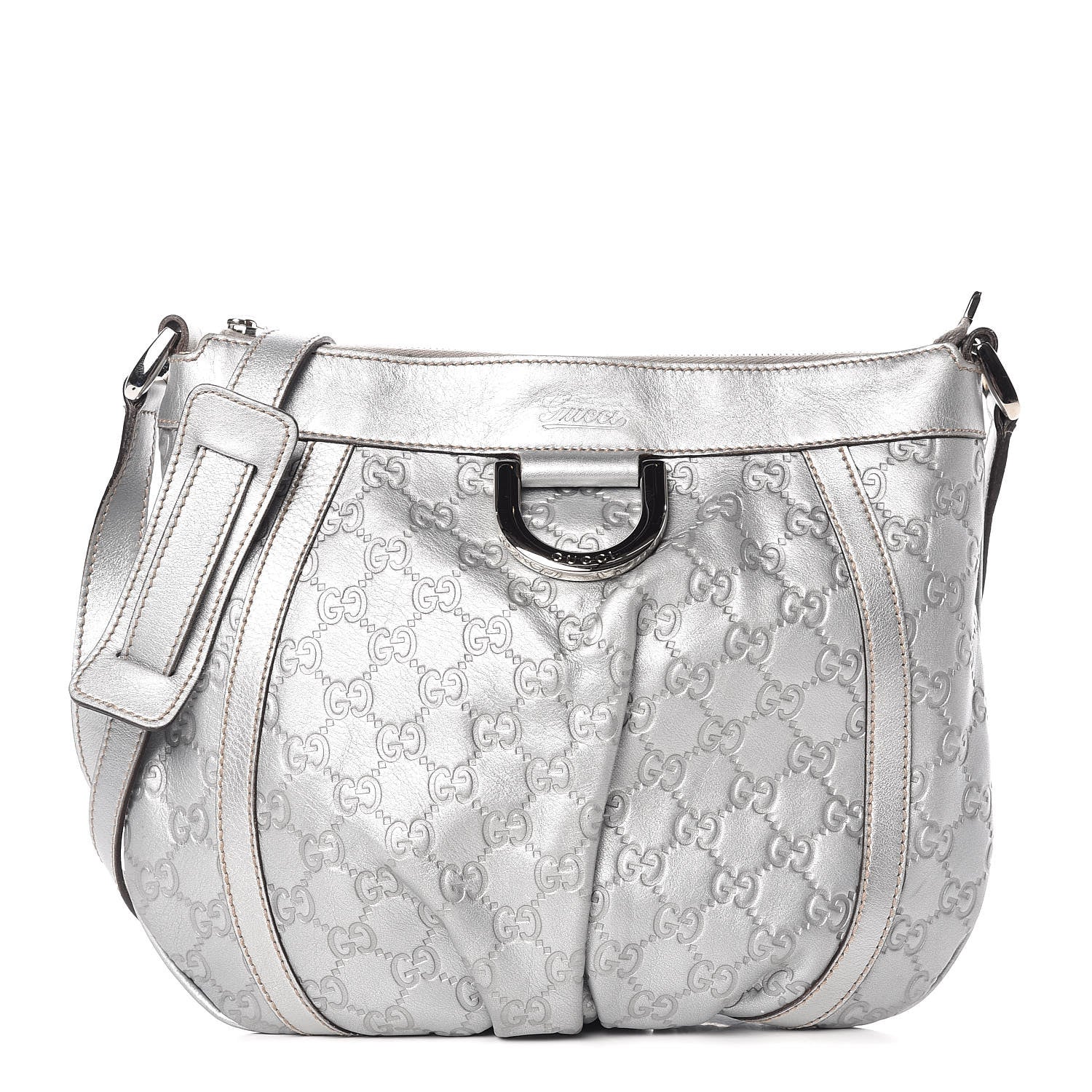 Gucci Guccissima Small D Ring Messenger Silver 1 of 12