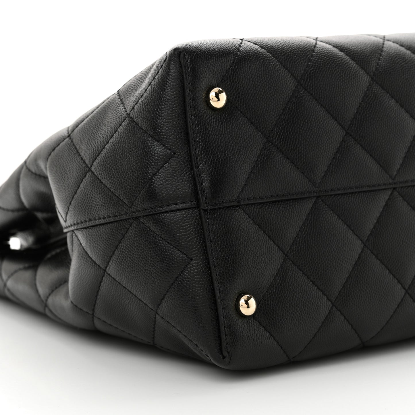 Caviar Quilted Small Shopping Tote Black