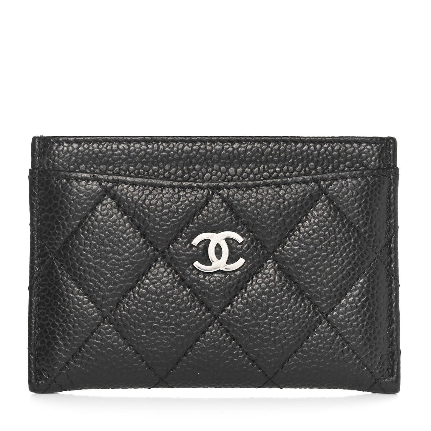 Caviar Quilted Card Holder Black